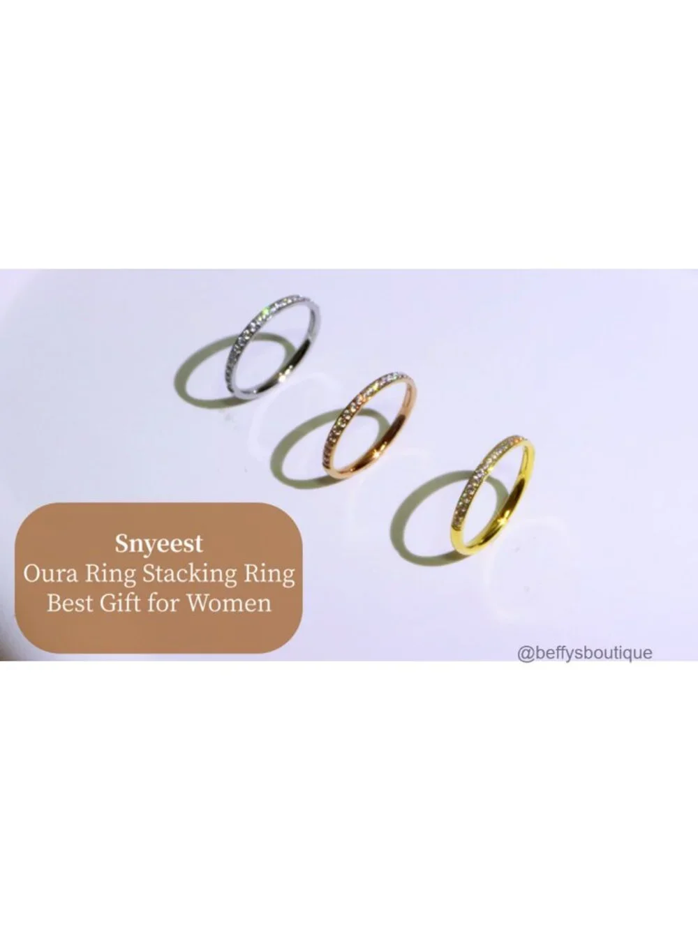 Gold Plated Brass Stacking Bands for Oura Ring 5/4/Gen 3 with Cubic Zirconia,